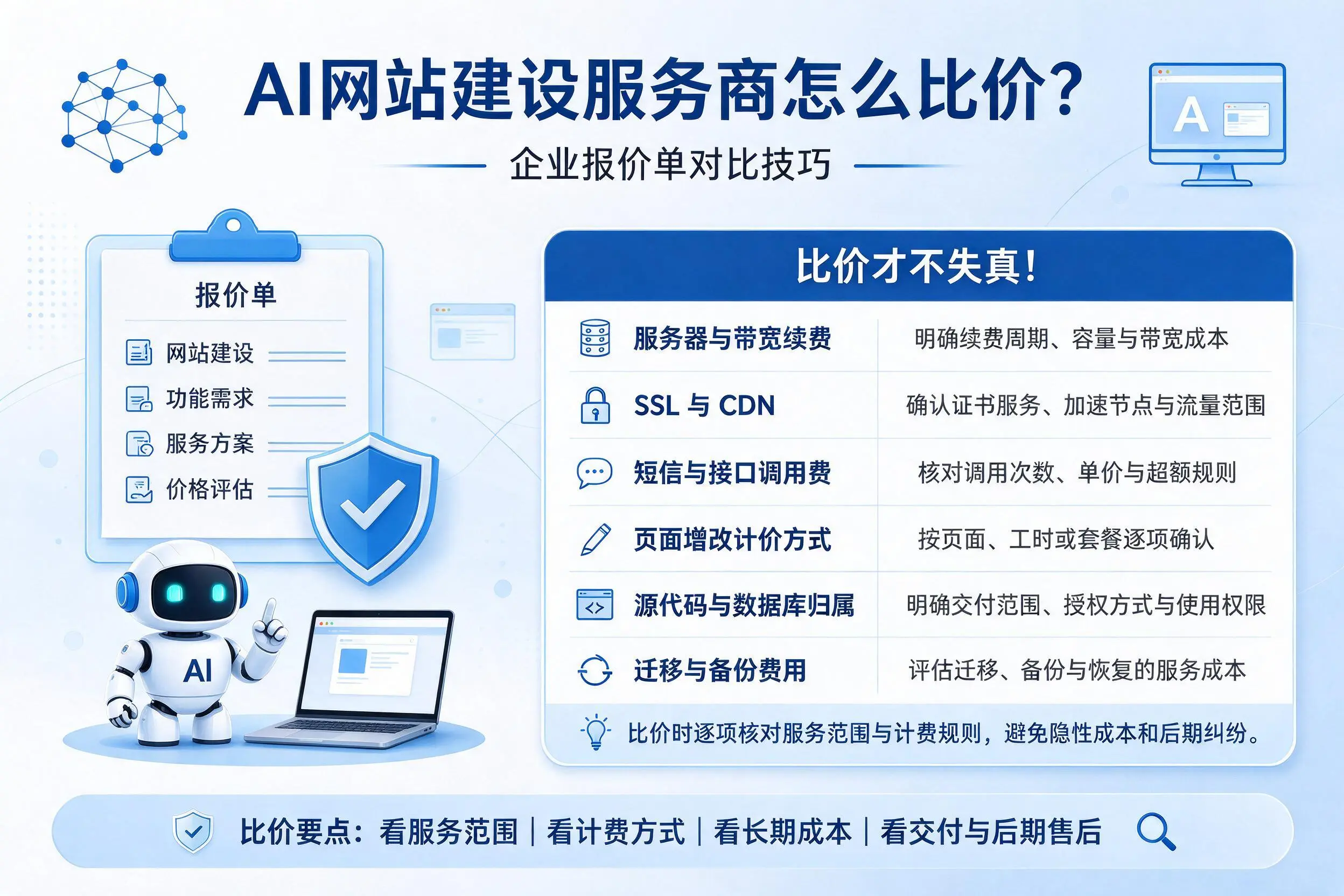 AI网站建设服务商怎么比价？湖南企业报价单对比技巧