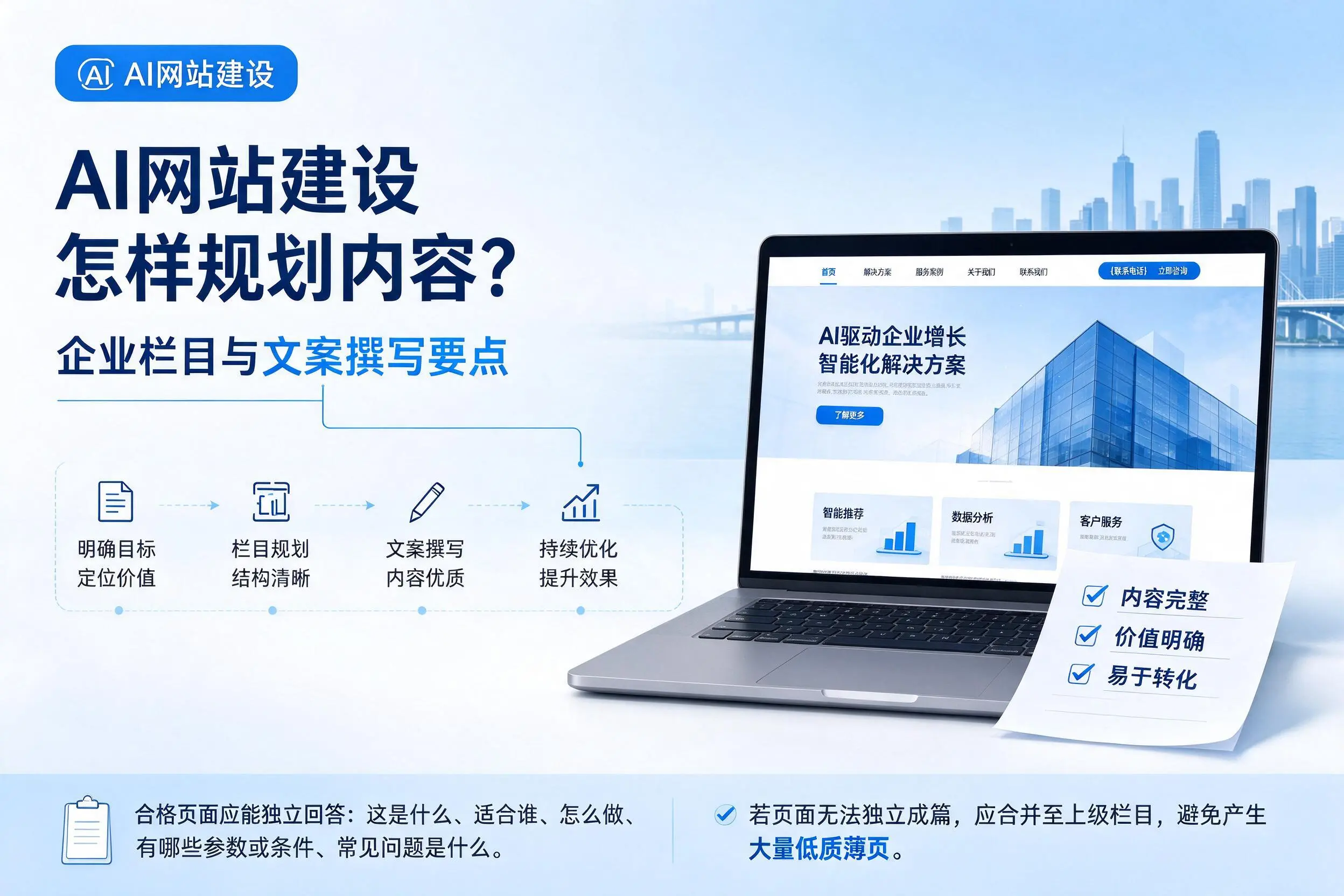 AI网站建设怎样规划内容？湖南企业栏目与文案撰写要点